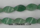 CAJ310 15.5 inches 8*16mm twisted tetrahedron green aventurine jade beads