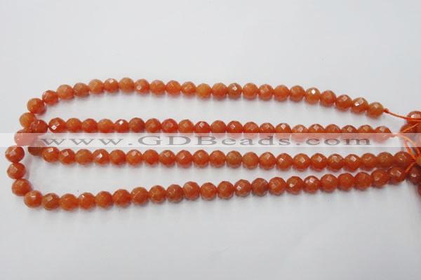 CAJ362 15.5 inches 8mm faceted round red aventurine beads wholesale