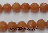 CAJ363 15.5 inches 10mm faceted round red aventurine beads wholesale