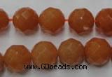 CAJ365 15.5 inches 14mm faceted round red aventurine beads wholesale