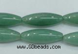 CAJ52 15.5 inches 10*30mm rice green aventurine jade beads wholesale