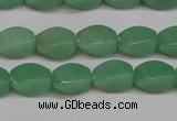 CAJ665 15.5 inches 8*12mm twisted rice green aventurine beads