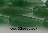 CAJ708 15.5 inches 10*30mm faceted teardrop green aventurine beads