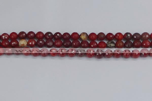 CAJ760 15.5 inches 8mm faceted round apple jasper beads