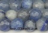 CAJ825 15 inches 6mm faceted round blue aventurine beads