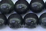 CAJ869 15 inches 10mm round black jade gemstone beads