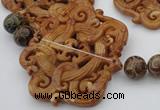 CAL33 14.5 inches 60*70mm carved agalmatolite beads