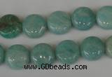 CAM1017 15.5 inches 12mm flat round natural Russian amazonite beads