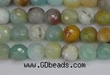 CAM1458 15.5 inches 4mm faceted round amazonite beads wholesale