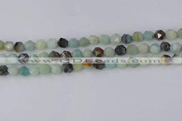 CAM1467 15.5 inches 8mm faceted nuggets black amazonite beads