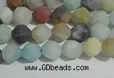 CAM1487 15.5 inches 6mm faceted nuggets matte black amazonite beads