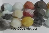 CAM1488 15.5 inches 8mm faceted nuggets matte black amazonite beads