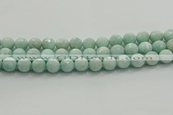 CAM1515 15.5 inches 14mm faceted round natural peru amazonite beads