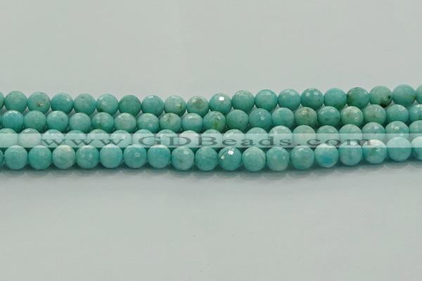 CAM1522 15.5 inches 8mm faceted round natural peru amazonite beads