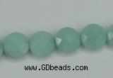 CAM155 15.5 inches 12mm faceted coin amazonite gemstone beads