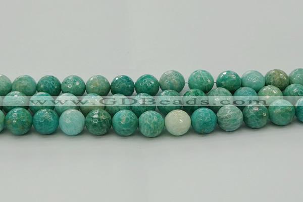 CAM1585 15.5 inches 14mm faceted round Russian amazonite beads