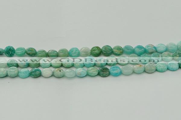 CAM1591 15.5 inches 8mm flat round Russian amazonite beads