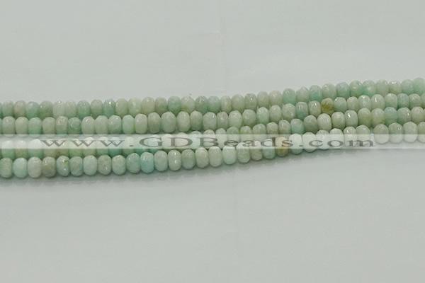 CAM1611 15.5 inches 4*6mm faceted rondelle peru amazonite beads