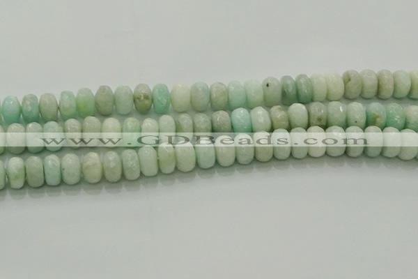 CAM1613 15.5 inches 6*10mm faceted rondelle peru amazonite beads