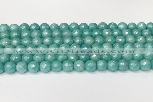 CAM1756 15 inches 8mm faceted round AB-color imitation amazonite agate beads