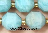 CAM1760 15 inches 9*10mm faceted amazonite beads wholesale