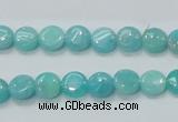 CAM300 15.5 inches 8mm flat round natural peru amazonite beads