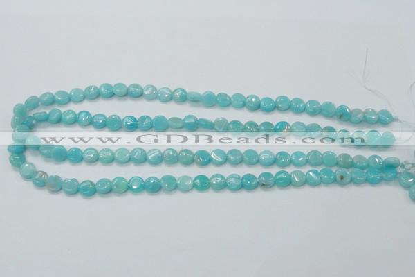 CAM300 15.5 inches 8mm flat round natural peru amazonite beads