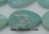 CAM365 15.5 inches 22*30mm faceted flat teardrop amazonite beads