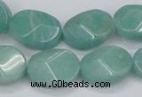 CAM411 15.5 inches 13*18mm wavy oval natural russian amazonite beads