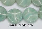 CAM412 15.5 inches 20mm wavy coin natural russian amazonite beads