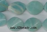 CAM607 15.5 inches 18*22mm twisted oval Chinese amazonite beads