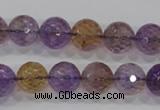 CAN11 15.5 inches 12mm faceted round natural ametrine gemstone beads