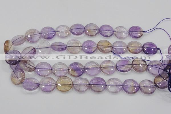 CAN44 15.5 inches 18mm flat round natural ametrine gemstone beads