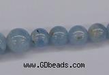 CAQ130 15.5 inches multi-size round natural aquamarine beads