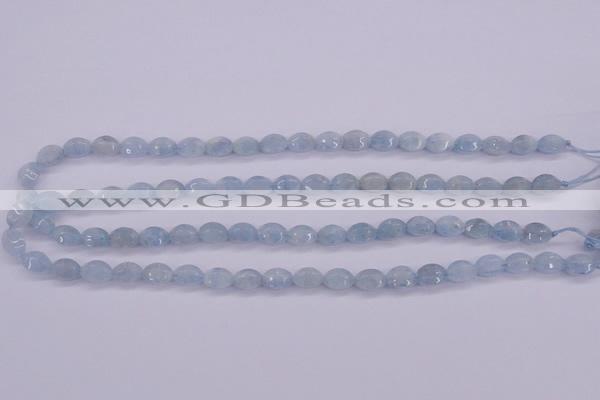 CAQ132 15.5 inches 7*10mm faceted rice natural aquamarine beads