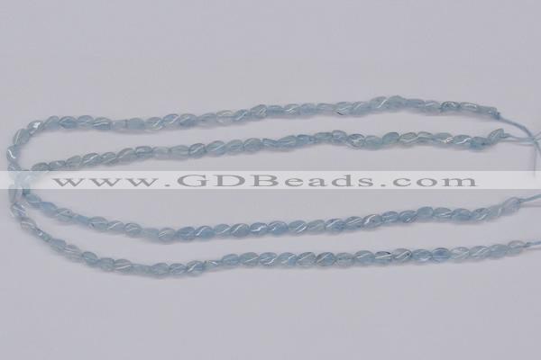 CAQ147 15.5 inches 5*7mm twisted oval natural aquamarine beads