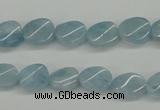 CAQ149 15.5 inches 8*12mm twisted oval natural aquamarine beads