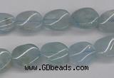 CAQ150 15.5 inches 10*12mm twisted oval natural aquamarine beads