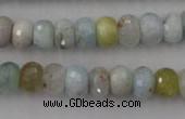 CAQ356 15.5 inches 7*11mm faceted rondelle natural aquamarine beads