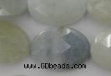 CAQ388 15.5 inches 22*30mm faceted oval natural aquamarine beads