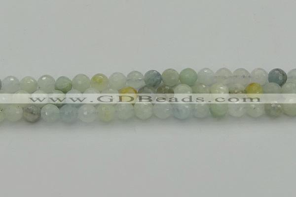 CAQ437 15.5 inches 8mm faceted round natural aquamarine beads