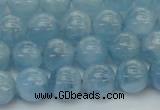 CAQ528 15.5 inches 7mm round AA+ grade natural aquamarine beads