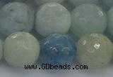 CAQ556 15.5 inches 14mm faceted round natural aquamarine beads