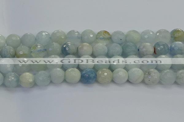 CAQ556 15.5 inches 14mm faceted round natural aquamarine beads