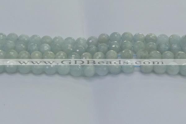 CAQ562 15.5 inches 10mm faceted round natural aquamarine beads