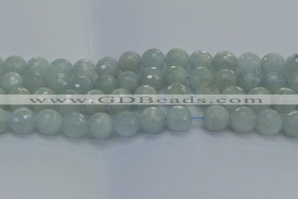 CAQ564 15.5 inches 14mm faceted round natural aquamarine beads