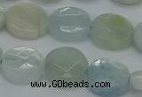 CAQ569 15.5 inches 9mm faceted coin natural aquamarine beads