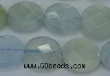 CAQ570 15.5 inches 11mm faceted coin natural aquamarine beads