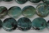 CAQ620 15.5 inches 14mm flat round aquamarine gemstone beads