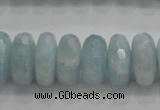 CAQ73 15.5 inches 6*13mm faceted rondelle AB grade aquamarine beads